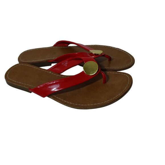 American Eagle by Payless Red Flip Flop Thong Sandals Women Size 7 Flats - Picture 3 of 6